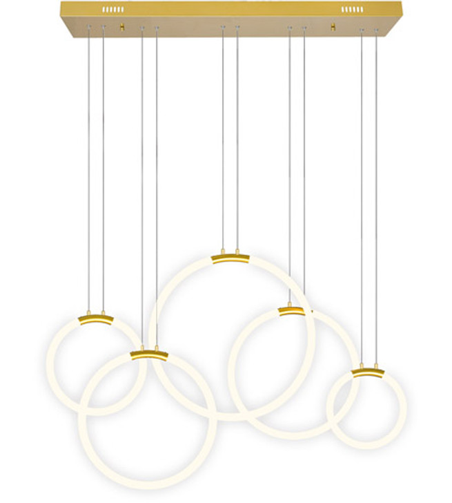 5 Light LED Chandelier with Satin Gold finish