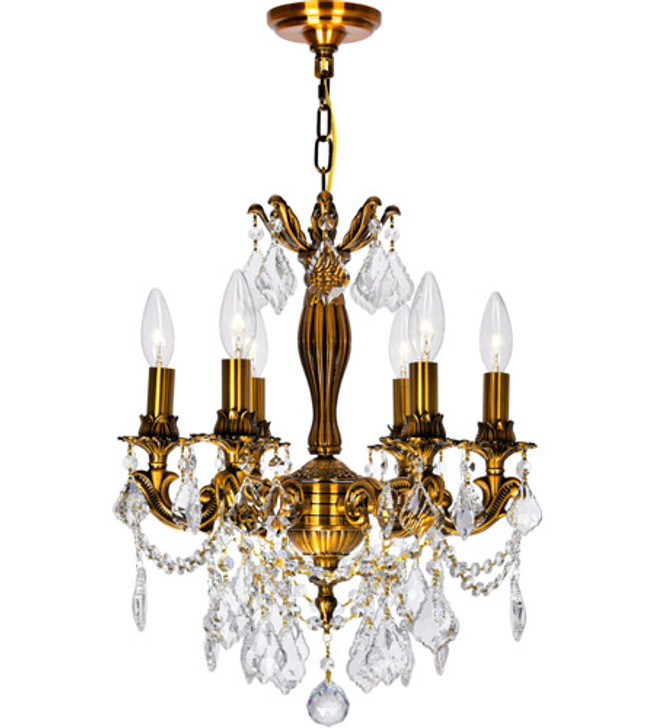 6 Light Up Chandelier with French Gold finish