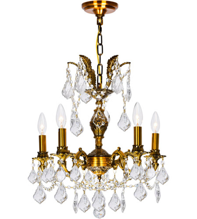 5 Light Up Chandelier with French Gold finish