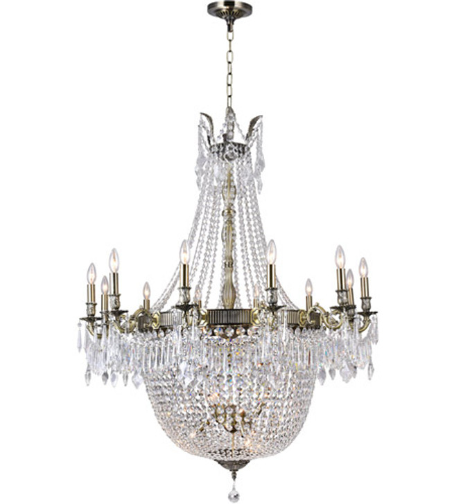 24 Light Up Chandelier with Antique Brass finish