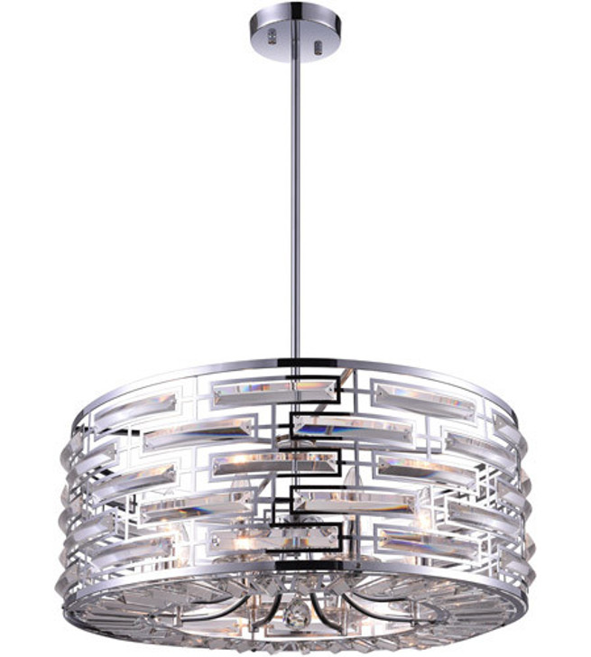 8 Light Drum Shade Chandelier with Chrome finish