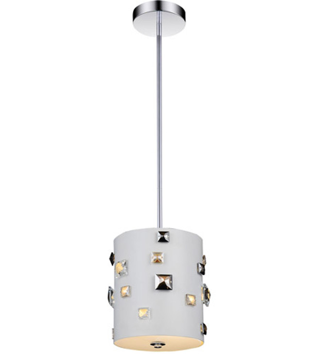 2 Light Drum Shade Mini Pendant with White finish