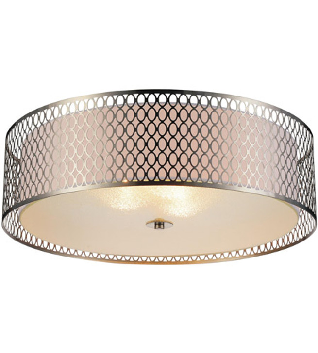 5 Light Drum Shade Flush Mount with Satin Nickel finish