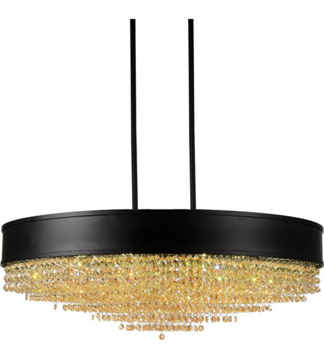 15 Light Drum Shade Chandelier with Black finish