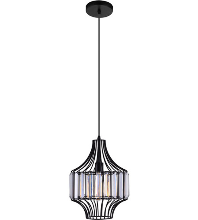 1 Light Down Pendant with Black finish