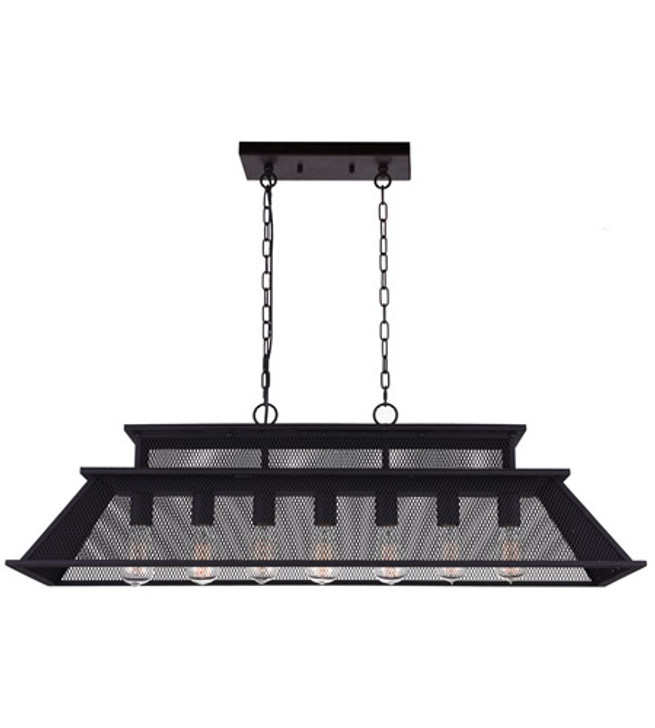 7 Light Island Chandelier with Reddish Black finish