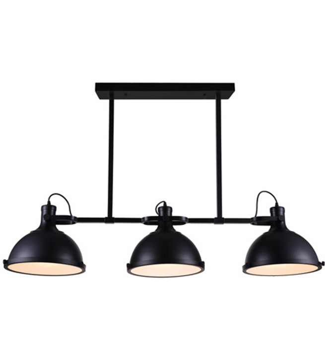 3 Light Island Chandelier with Black finish