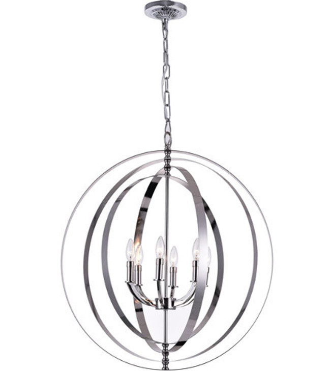 6 Light Up Chandelier with Polished Nickel finish