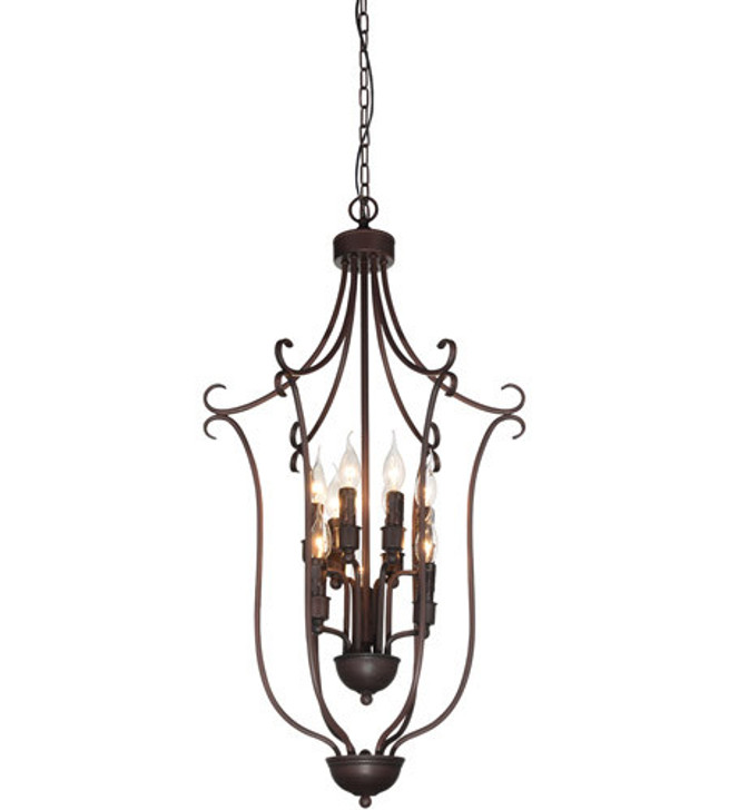 9 Light Up Chandelier with Rubbed Brown finish
