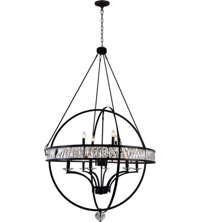 12 Light  Chandelier with Black finish