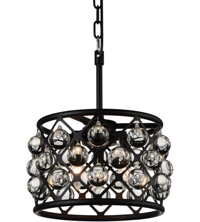 3 Light  Chandelier with Black finish