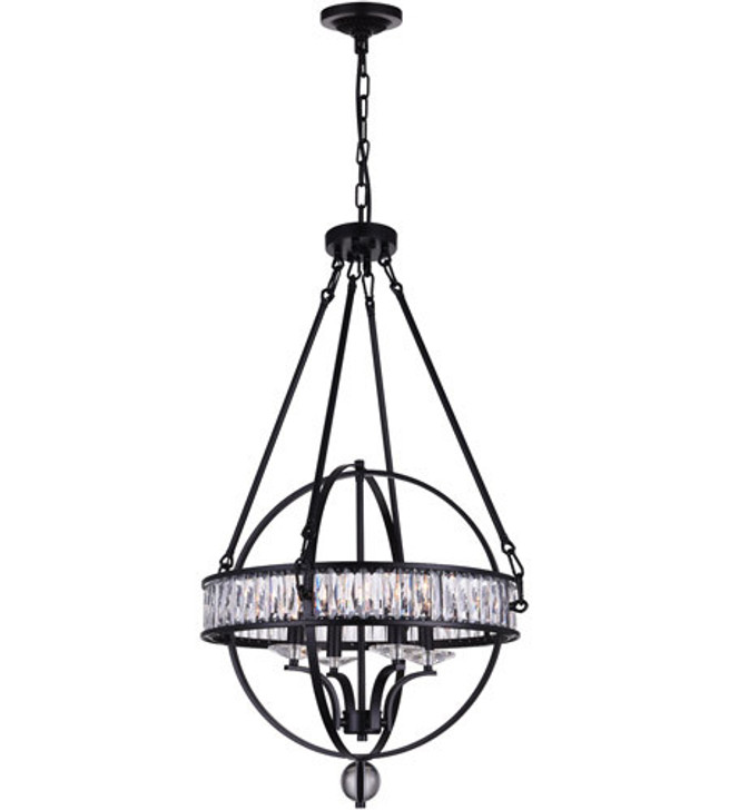 6 Light  Chandelier with Black finish