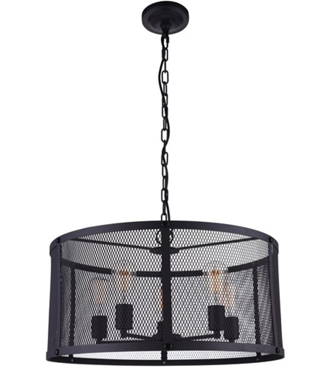 6 Light Drum Shade Pendant with Reddish Black finish