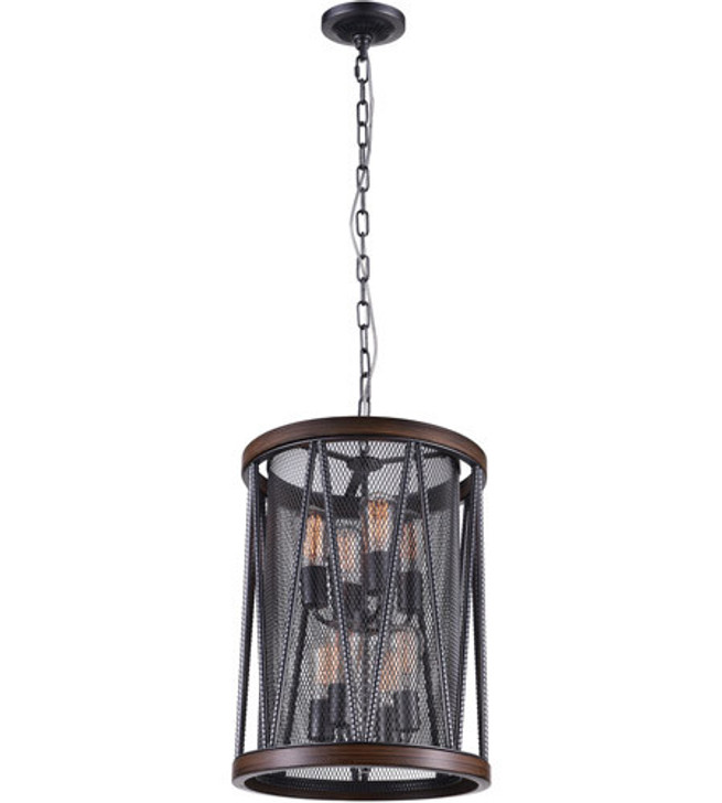 8 Light Drum Shade Chandelier with Pewter finish