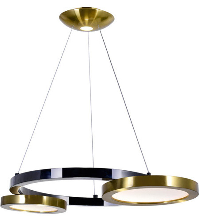LED Chandelier with Brass & Pearl Black Finish 1215P20-2-625
