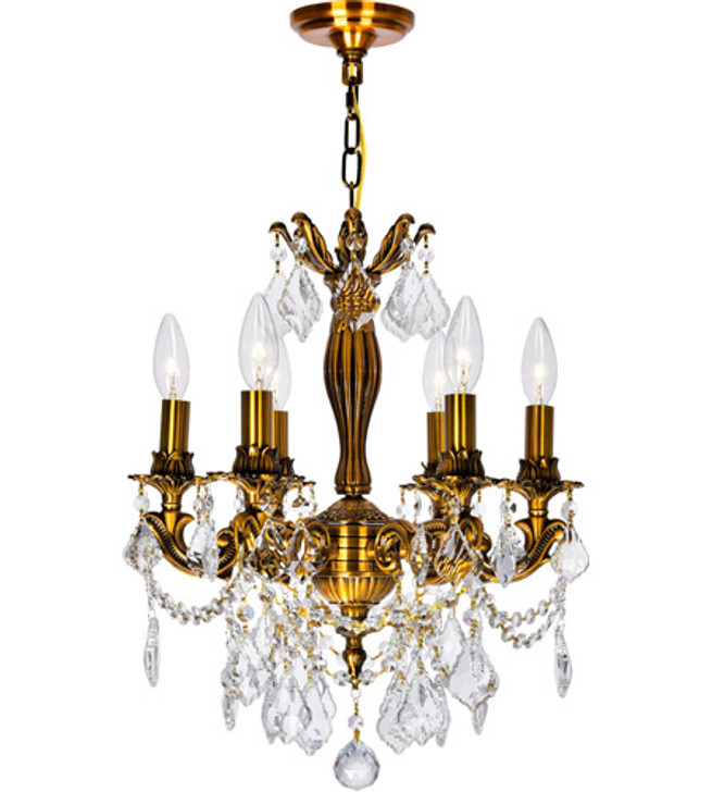 6 Light Up Chandelier with Antique Brass finish 2035P18AB-6