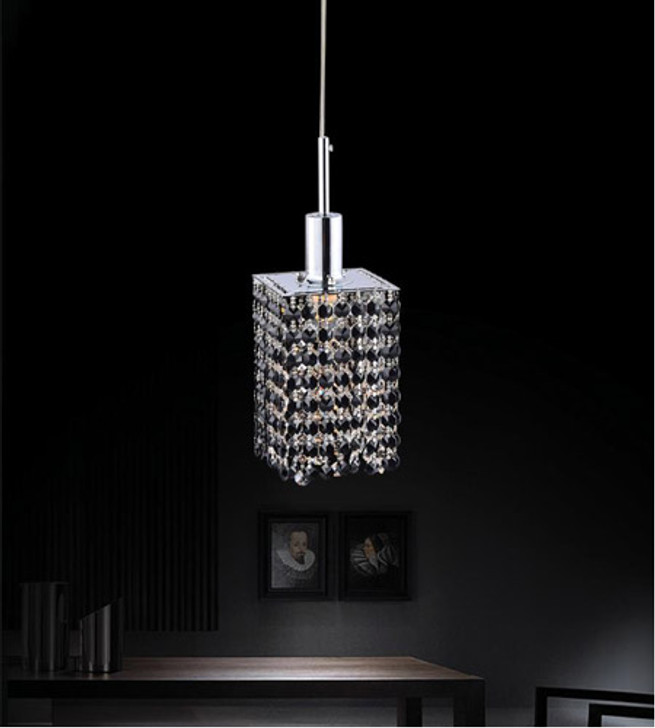 1 Light Down Mini Pendant with Chrome finish 4281P-R-S Black/clear