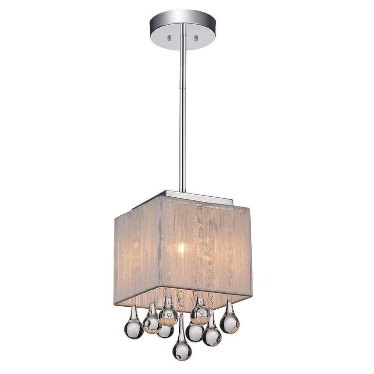 1 Light Drum Shade Mini Pendant with Chrome finish 5006P6C-S (W)