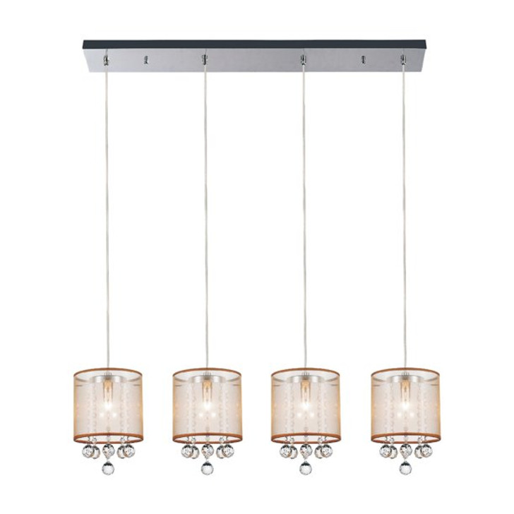 4 Light Multi Light Pendant with Chrome finish 5062P33C-4 (Clear + G)