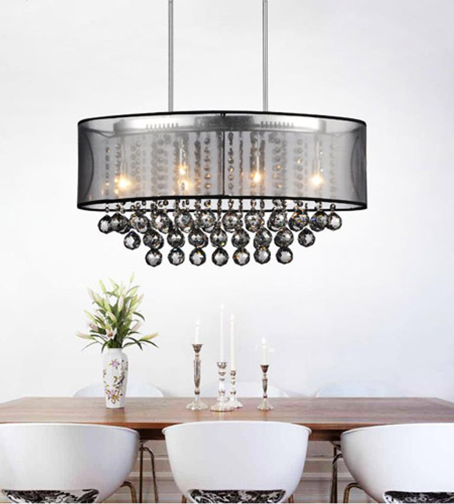 6 Light Drum Shade Chandelier with Chrome finish 5063P26C (Smoke+ B)