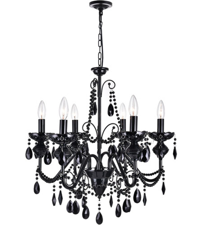 6 Light Up Chandelier with Black finish 5095P22B-6