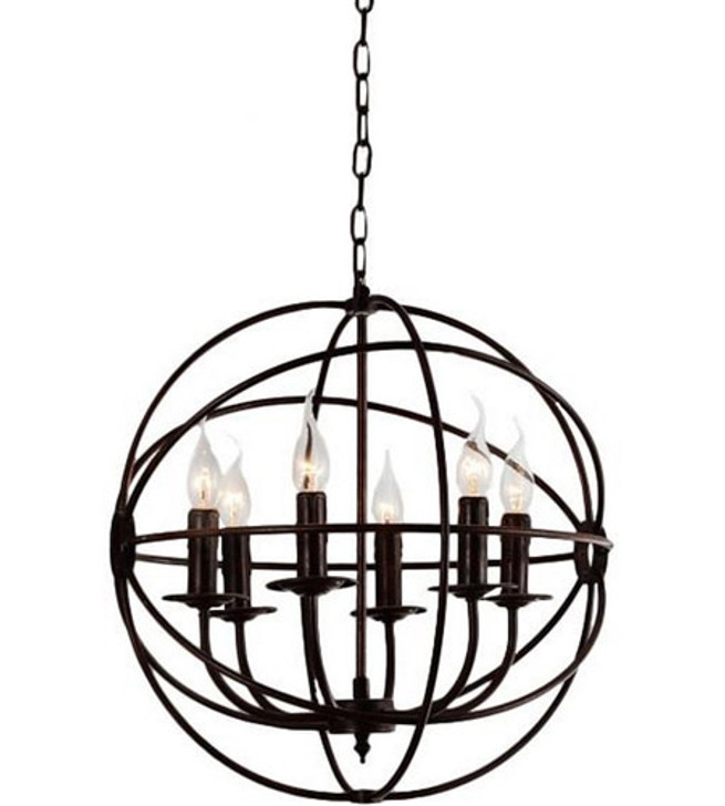 6 Light Up Chandelier with Brown finish 5464P18DB
