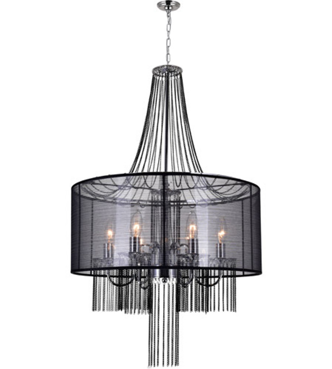 6 Light Drum Shade Chandelier with Chrome finish 5475P20C-6 Black