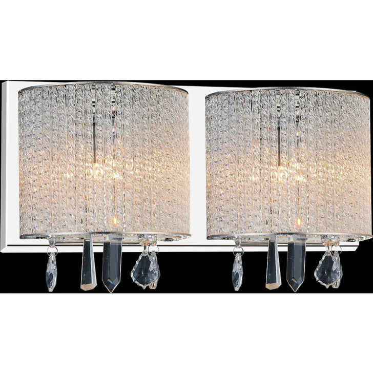 2 Light Vanity Light with Chrome finish 5562W16C-2 Clear