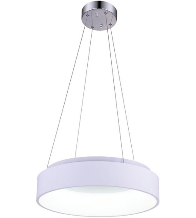 LED Drum Shade Pendant with White finish 7103P18-1-104