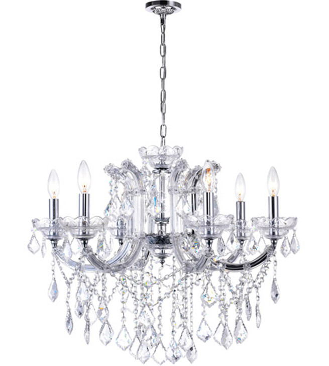 6 Light Up Chandelier with Chrome finish 8399P26C-6 (Clear)