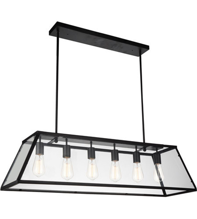 6 Light Down Chandelier with Black finish 9601P42-6-101