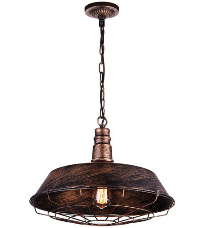 1 Light Down Pendant with Antique Copper finish 9611P18-1-128