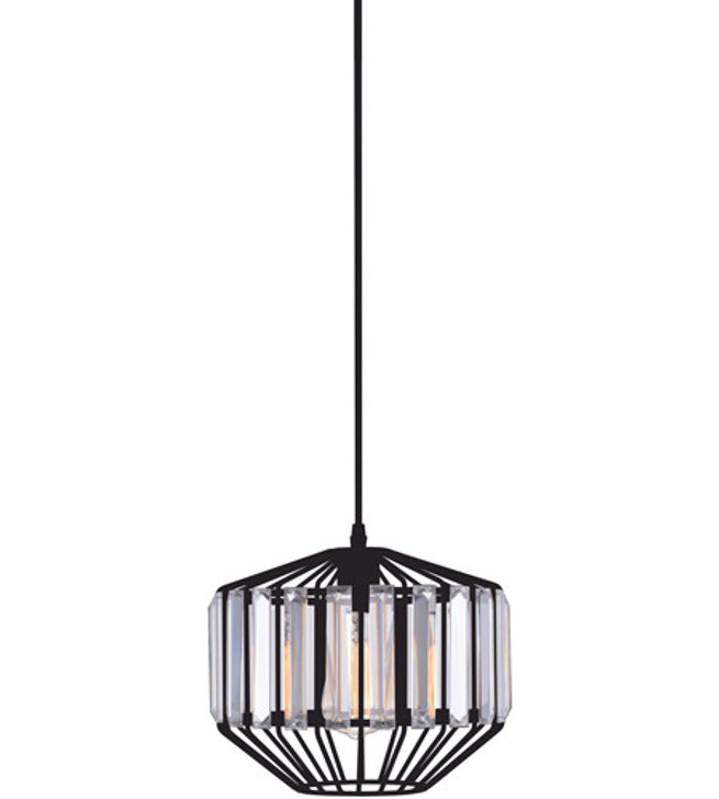 1 Light Down Pendant with Black finish 9942P10-1-101-A