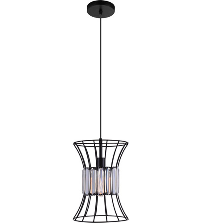 1 Light Down Pendant with Black finish 9942P10-1-101-B