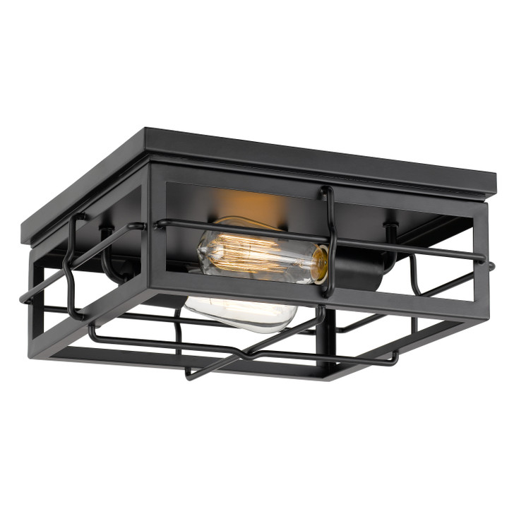 Hanford 2-Light Black Finish Flush Mount 13.88“ x13.88”x 5.88“