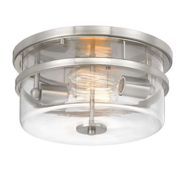 Kenmore 2-Light Brushed Nickel Finish Flush Mount 13“ x13”x 6.38“