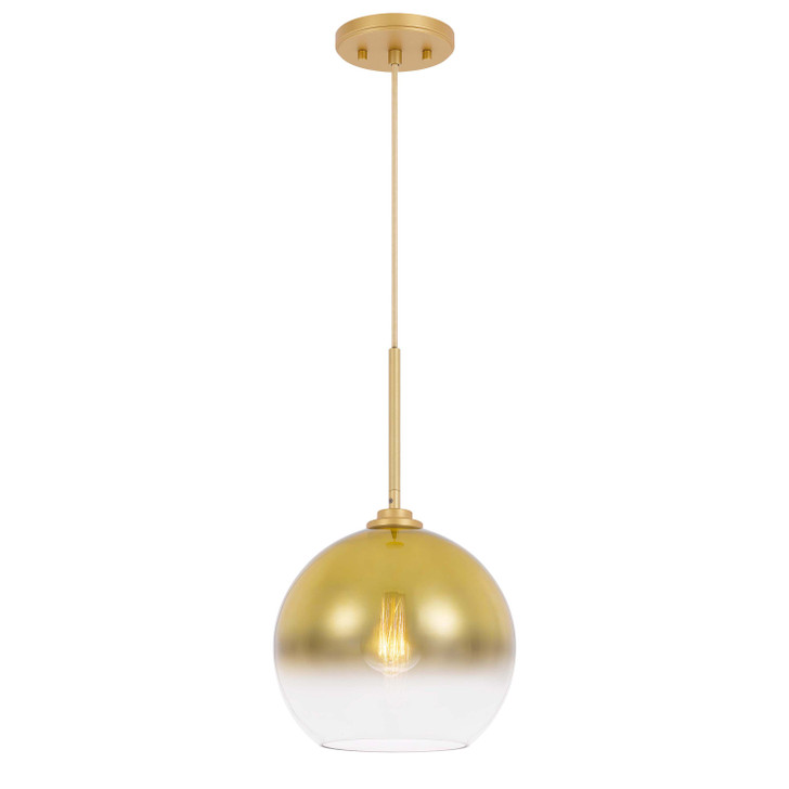 Phantasm II 1-Light Light Gold Finish Champagne Graduated Color Glass Pendant 14“ x14”x 20“