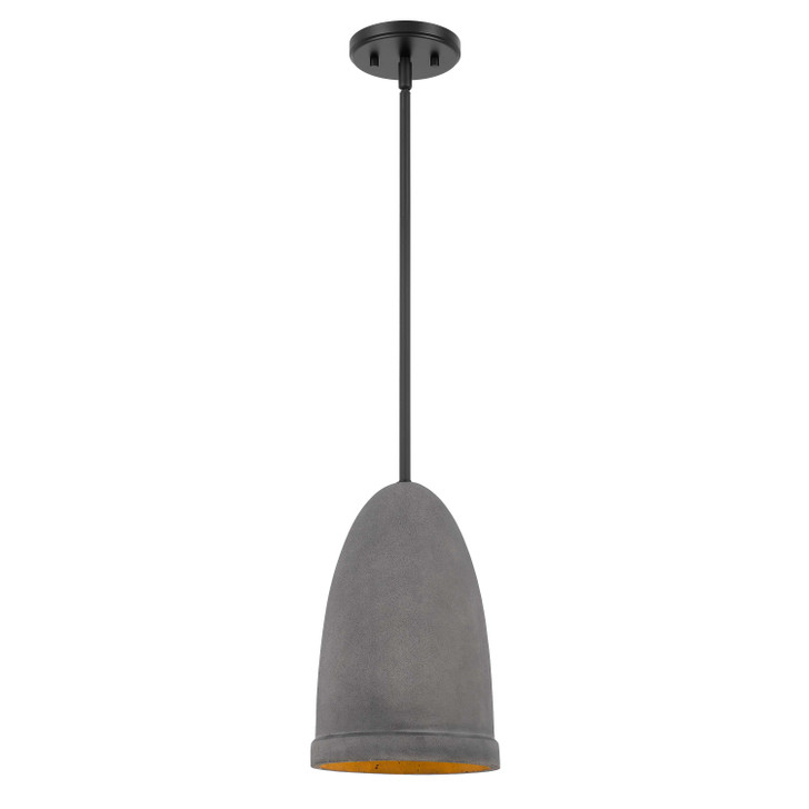 Remington 1-Light Black Finish Concrete Grey Shade Pendant 8“D x 12"H