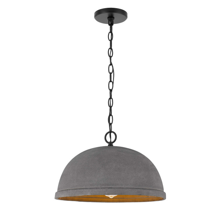 Remington 1-Light Black Finish Concrete Grey Shade Pendant 15.88"D X 10"H