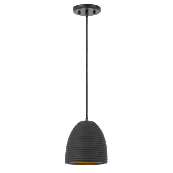 Remington 1-Light Black Finish Concrete Grey Shade Pendant 7.25"D X 8.63"H E80019-001