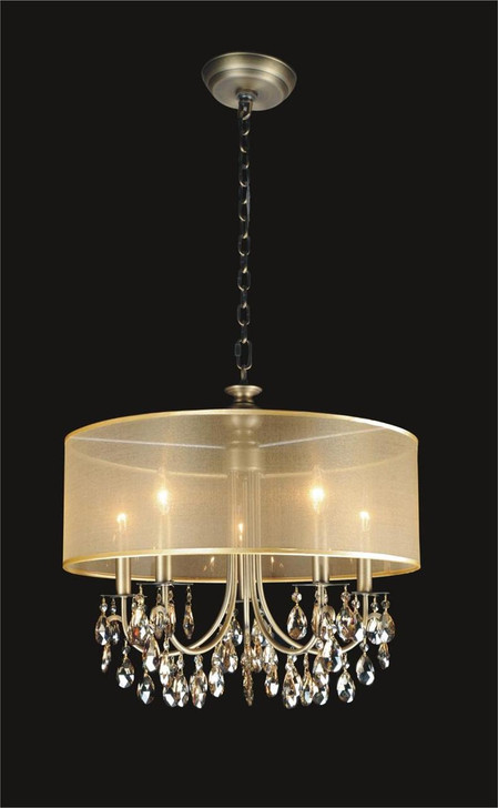 5 Light Crystal Chandelier With Golden Teak Shade KL-41052-2220-GT