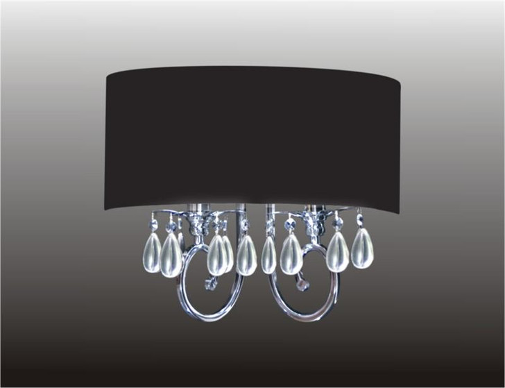 2 Light Crystal Wall Sconce With Black Shade KL-41052-1614