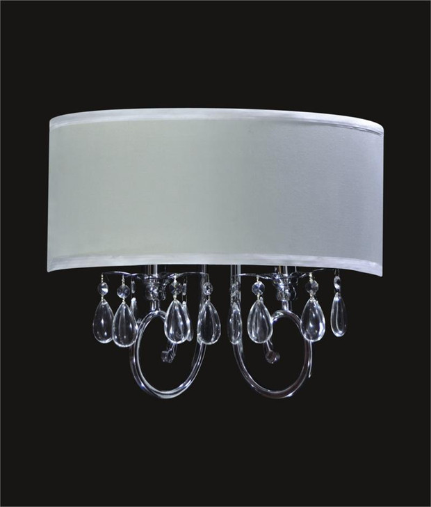 2 Light Crystal Wall Sconce With White Shade KL-41052-1614