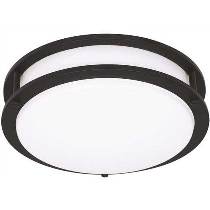 16 in. Matte Black Integrated Selectable LED CCT Round Flush Mount Light EV1416C3C-43