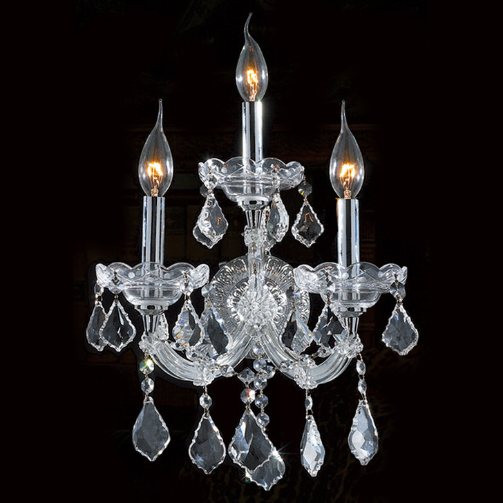 3 light crystal wall sconce