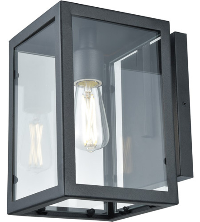 Baker Street Outdoor 10 Inch Wall Mount Black with Clear Glass Finish