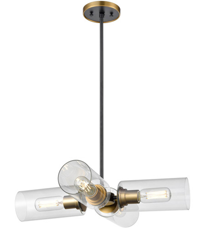 Barker 4 Light Pendant Brass and Graphite with Clear Glass Finish