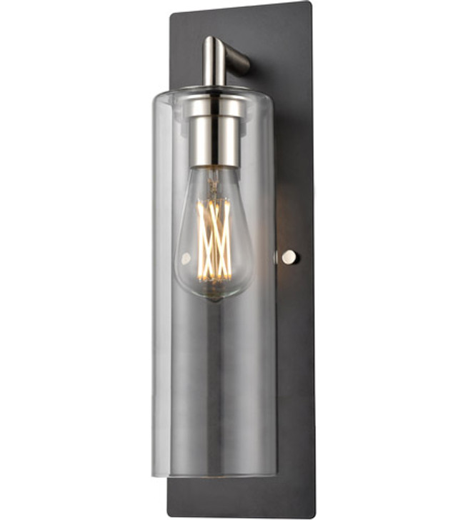 Barker Sconce Satin Nickel and Graphite with Clear Glass Finish