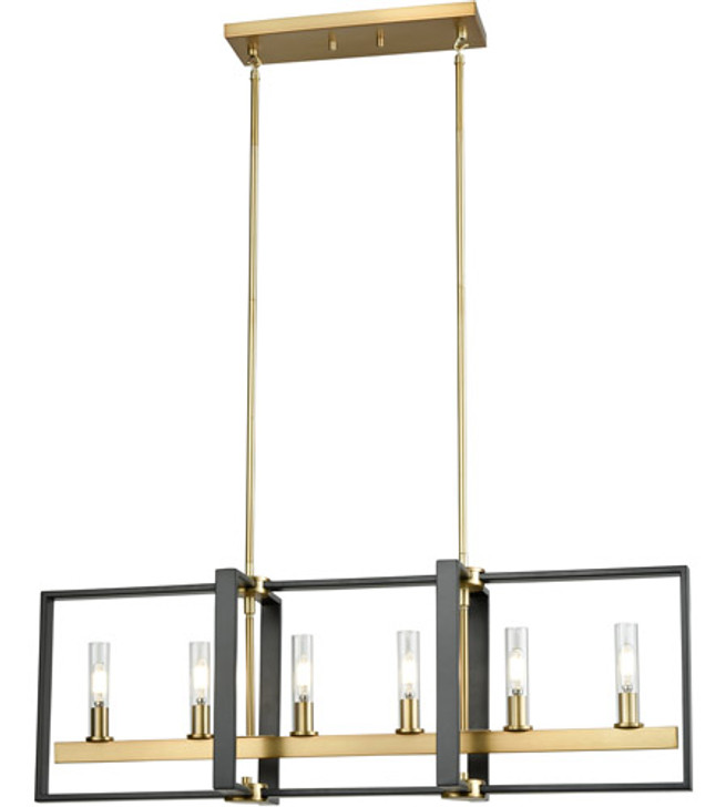 Blairmore 6 Light Linear Venetian Brass and Graphite with Clear Glass Finish