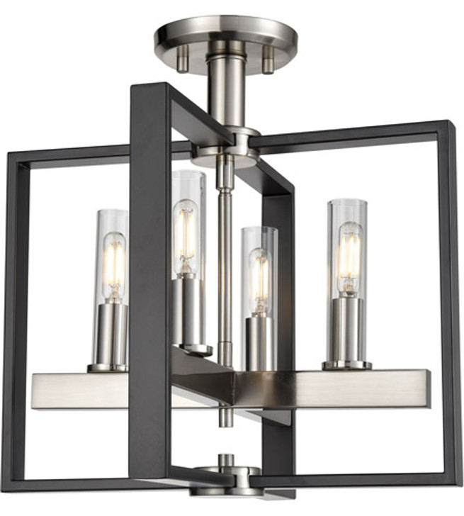 Blairmore 4 Light Semi-Flush Mount Satin Nickel and Graphite with Clear Glass Finish